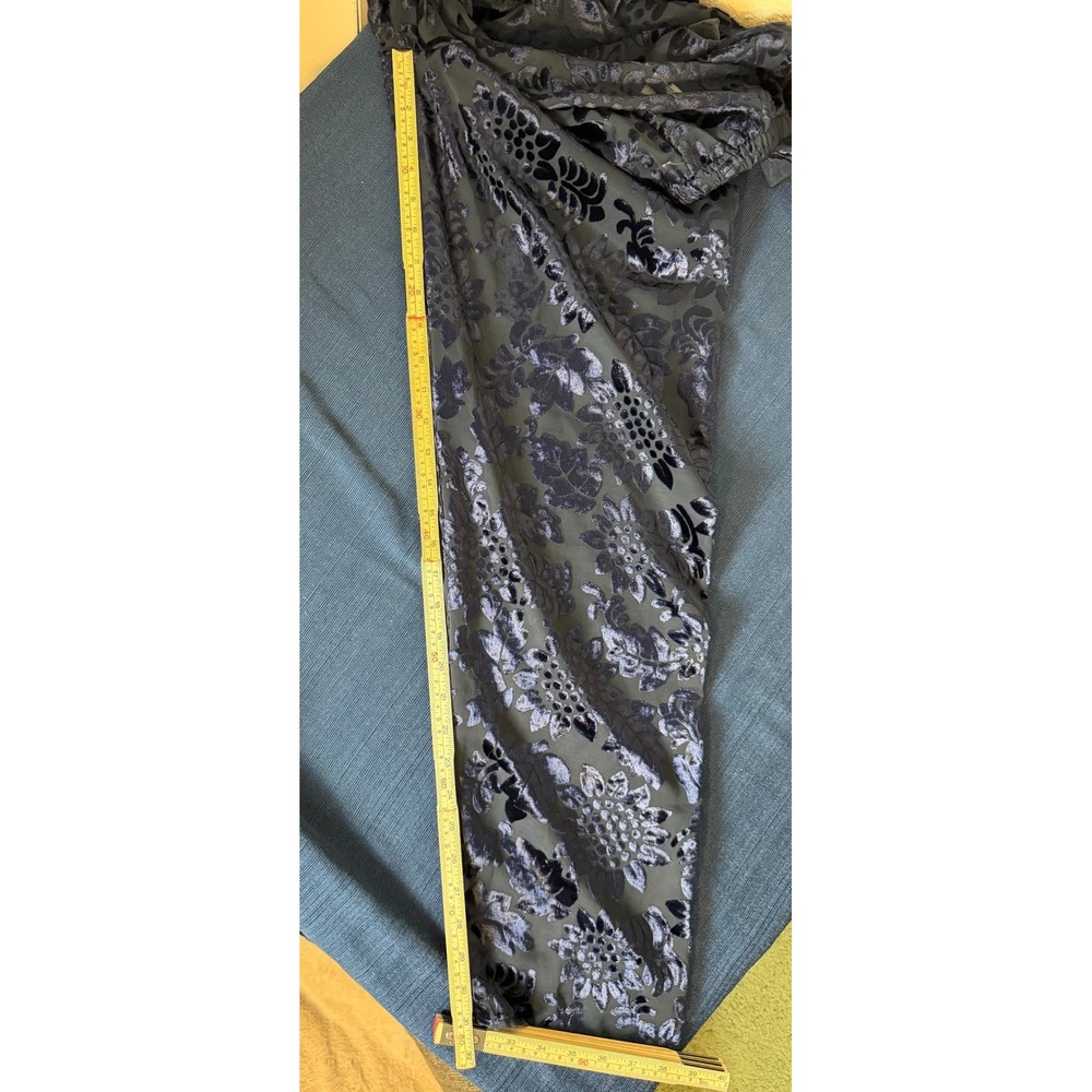 Vintage 8 Petite Navy Blue Burnout Velvet Floral Jacket Design Studio Spiegel - Picture 7 of 16